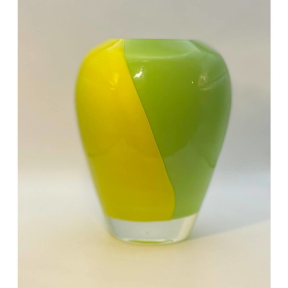 Canary Yellow & Lime Green Oval Shaped Cased Vase by Gorgeous Designs - Picture 2 of 8